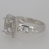 Sterling Silver Semi Mount Ring Setting Cushion CU 9x7mm White Topaz DK20962 - Syzjewelry